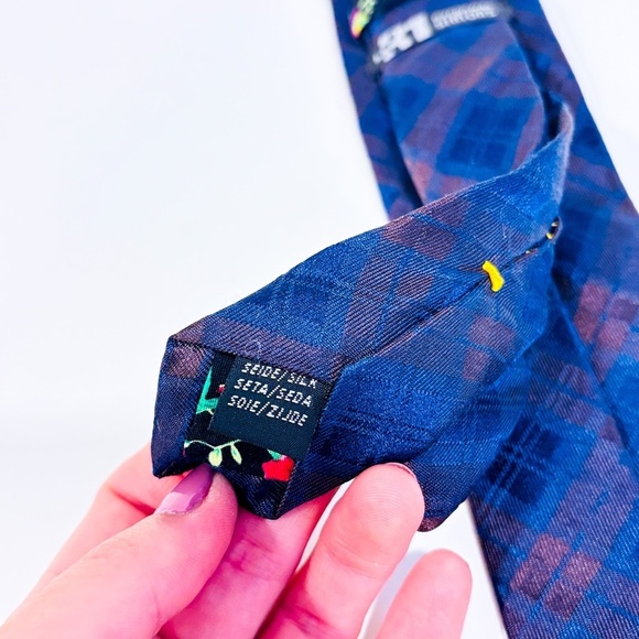 SIMONS Blue and brown plaid silk tie | Modern classic * - Picture 4 of 4